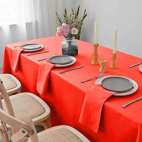Balsacircle 90X132-Inch Red Rectangle Polyester Tablecloth Table Cover Linens For Wedding Party Events Kitchen Dining